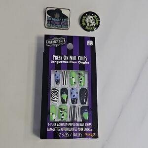 Press On Nails Beetlejuice Design And 2 Pins